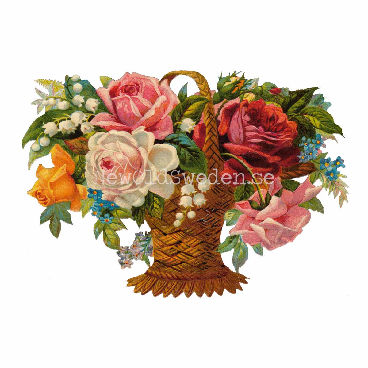 Basket with Flowers 16.5x11.5 cm - Bokmärke © Ernst Freihoff 5057 - 3