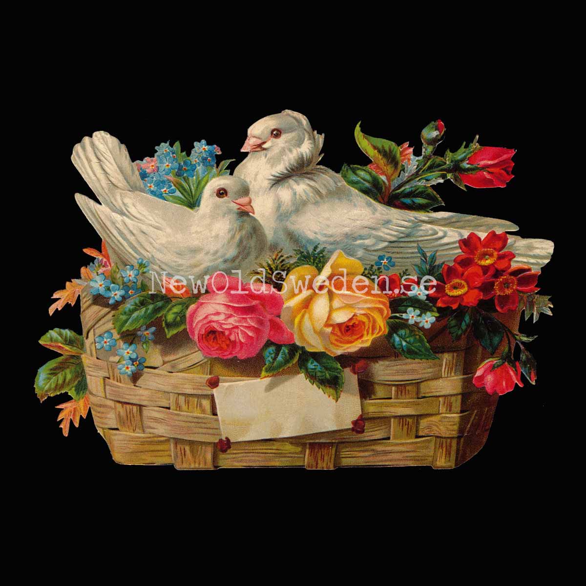 Basket with Doves 16.5x11 cm - Bokmärke © Ernst Freihoff 5058