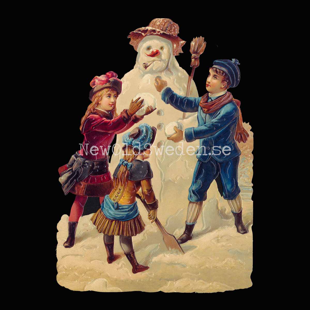 Snowman with Children 11.5x16 cm - Bokmärke © Ernst Freihoff 5065