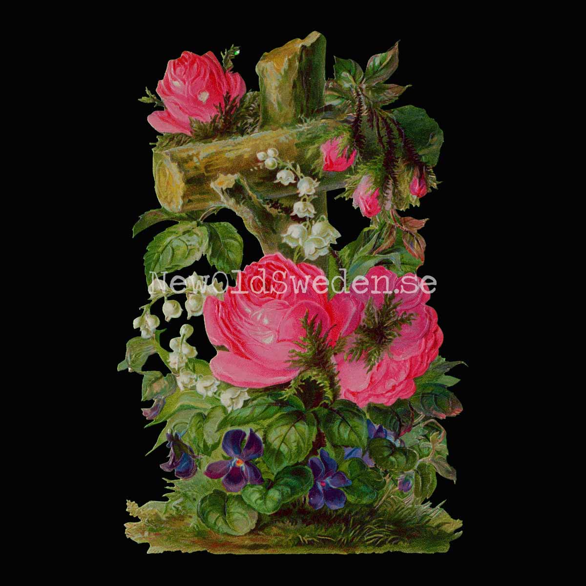 Cross with Roses 10x16 cm - Bokmärke © Ernst Freihoff 5069