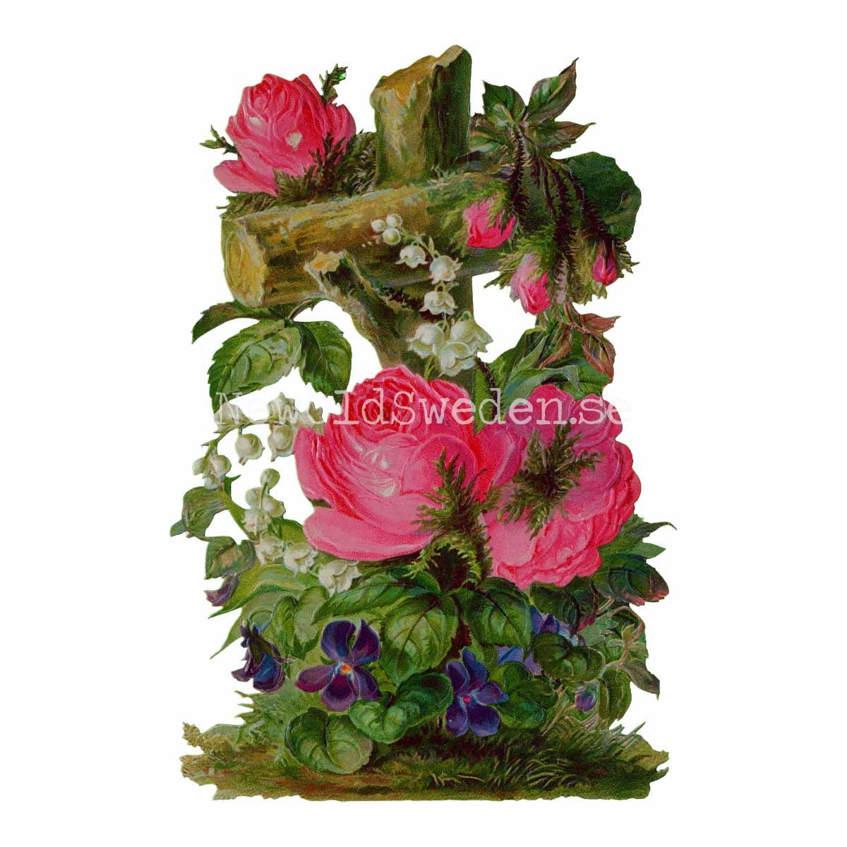 Cross with Roses 10x16 cm - Bokmärke © Ernst Freihoff 5069 - 3