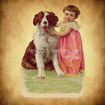 Girl with Dog 11.5x16.5 cm - Bokmärke © Ernst Freihoff 5071