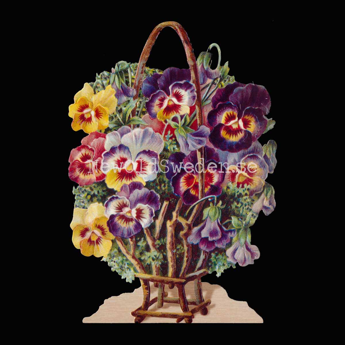 Basket with Pansies 11.5x16.5 cm - Bokmärke © Ernst Freihoff 5074
