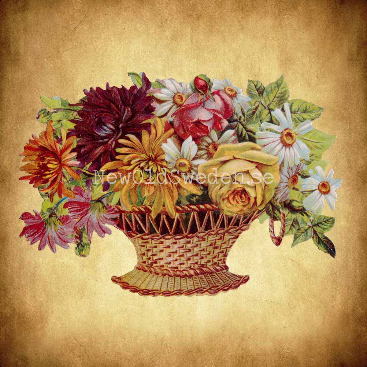 Basket with Dahlia 16x11.5 cm - Bokmärke © Ernst Freihoff 5077 - 2