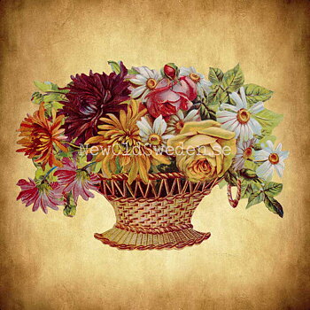 Basket with Dahlia 16x11.5 cm - Bokmärke © Ernst Freihoff 5077