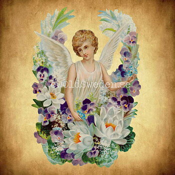 Angel in floral Wreath 11x16 cm - Bokmärke © Ernst Freihoff 5086