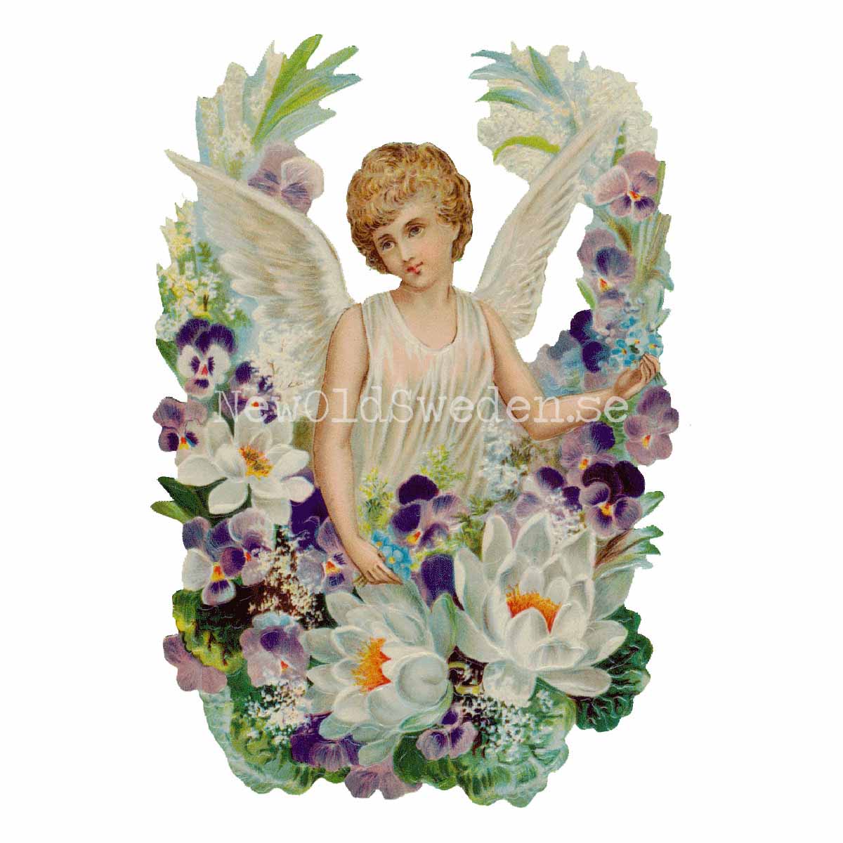 Angel in floral Wreath 11x16 cm - Bokmärke © Ernst Freihoff 5086 - 3