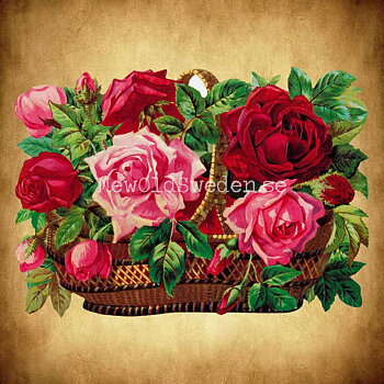 Basket with Roses 16.5x11 cm - Bokmärke © Ernst Freihoff 5094