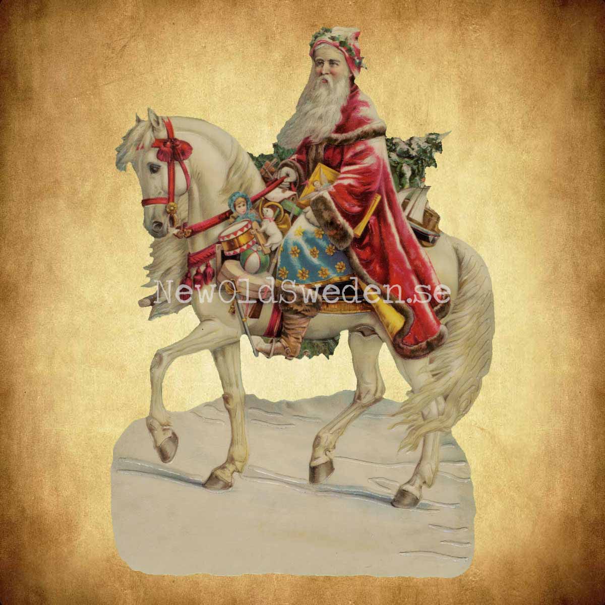 Father Christmas on Horse 11x16.5 cm - Bokmärke © Ernst Freihoff 5124 - 2