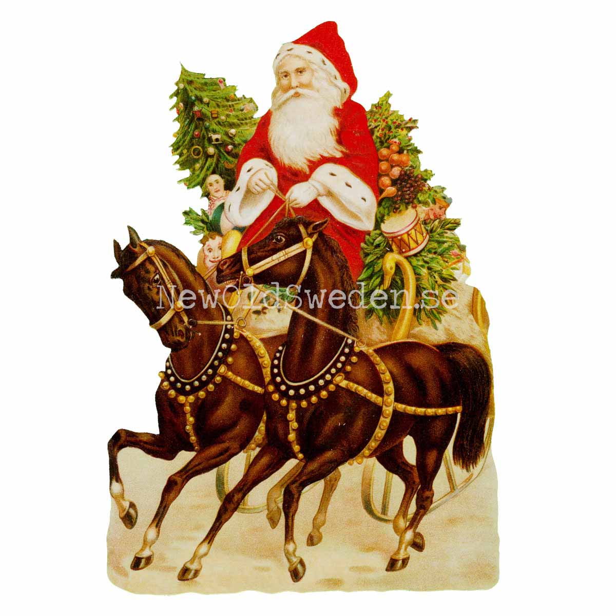 Santa with horses 11x16.5 cm - Bokmärke © Ernst Freihoff 5125 - 3