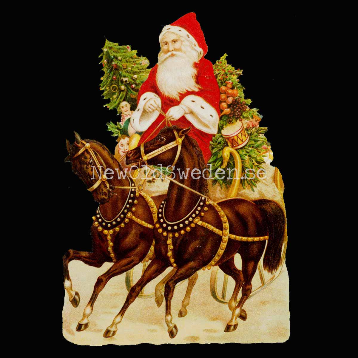 Santa with horses 11x16.5 cm - Bokmärke © Ernst Freihoff 5125