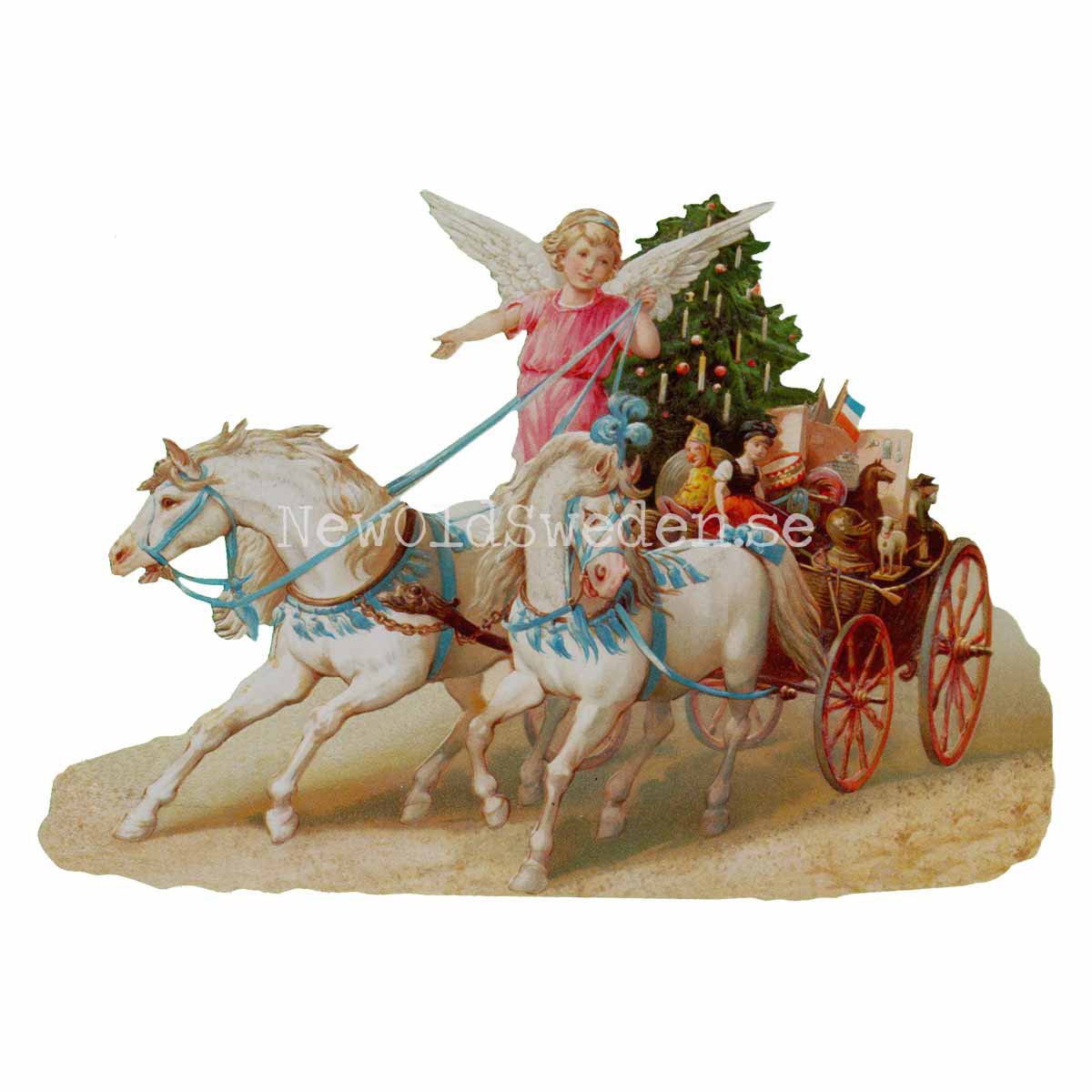 Engel in Carriage 16.5x11.5 cm - Bokmärke © Ernst Freihoff 5126 - 3
