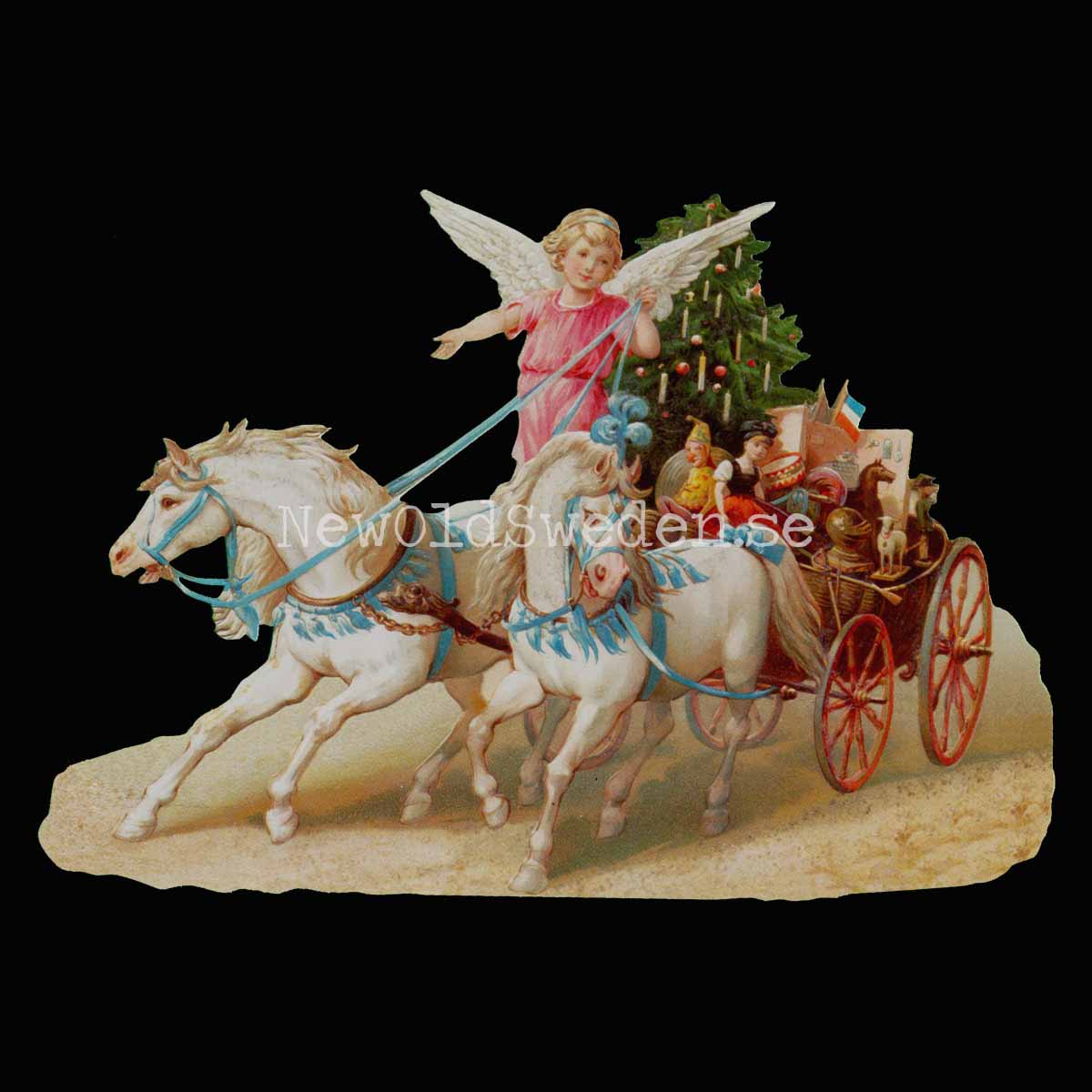 Engel in Carriage 16.5x11.5 cm - Bokmärke © Ernst Freihoff 5126