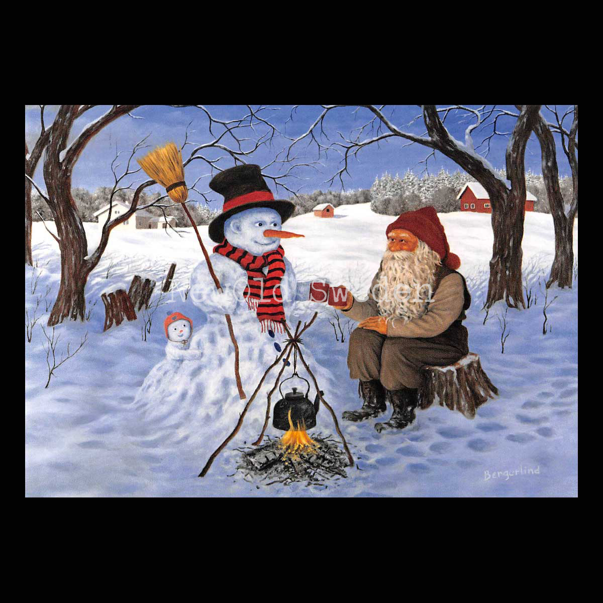 Snögubbe-Fika Vykort 565 Jan Bergerlind - 908