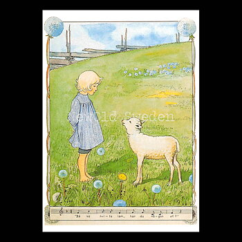 Bä bä vita lamm - Elsa Beskow - Vykort A6 - 620