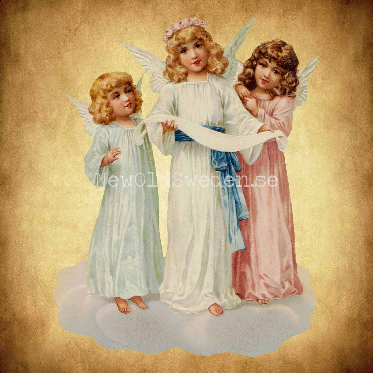 Three Singing Angels 11.5x14.5 cm - Bokmärke © Ernst Freihoff 5132 - 2