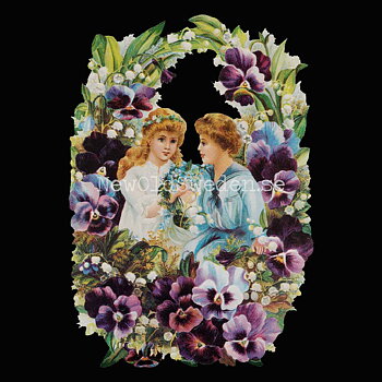 Two Children in a Basket with Pansies 11x16.5 cm - Bokmärke © Ernst Freihoff 5133