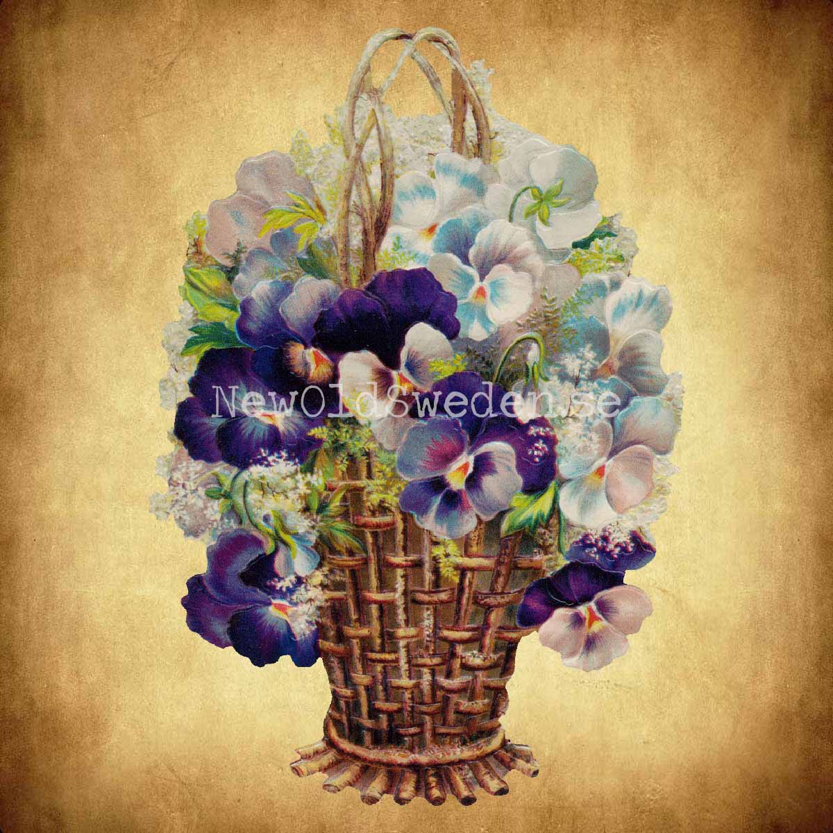 Basket with Pansies 11x16.5 cm - Bokmärke © Ernst Freihoff 5135 - 2