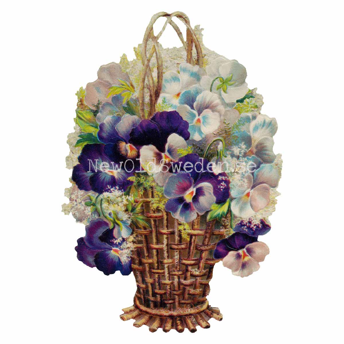 Basket with Pansies 11x16.5 cm - Bokmärke © Ernst Freihoff 5135 - 3