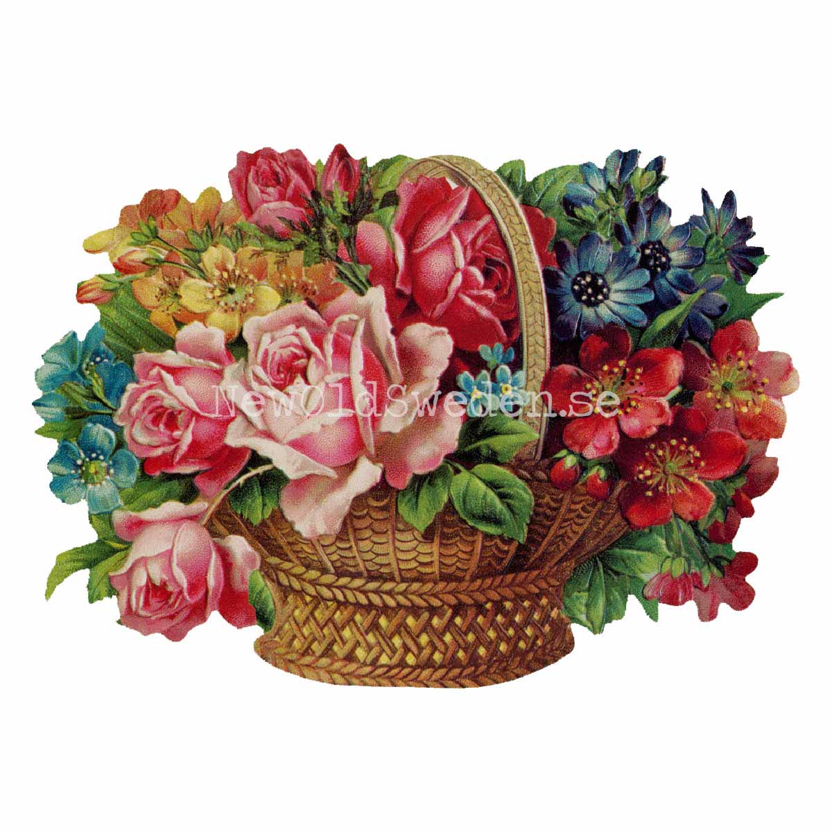 Basket with wild Roses 16x11 cm - Bokmärke © Ernst Freihoff 5142 - 3