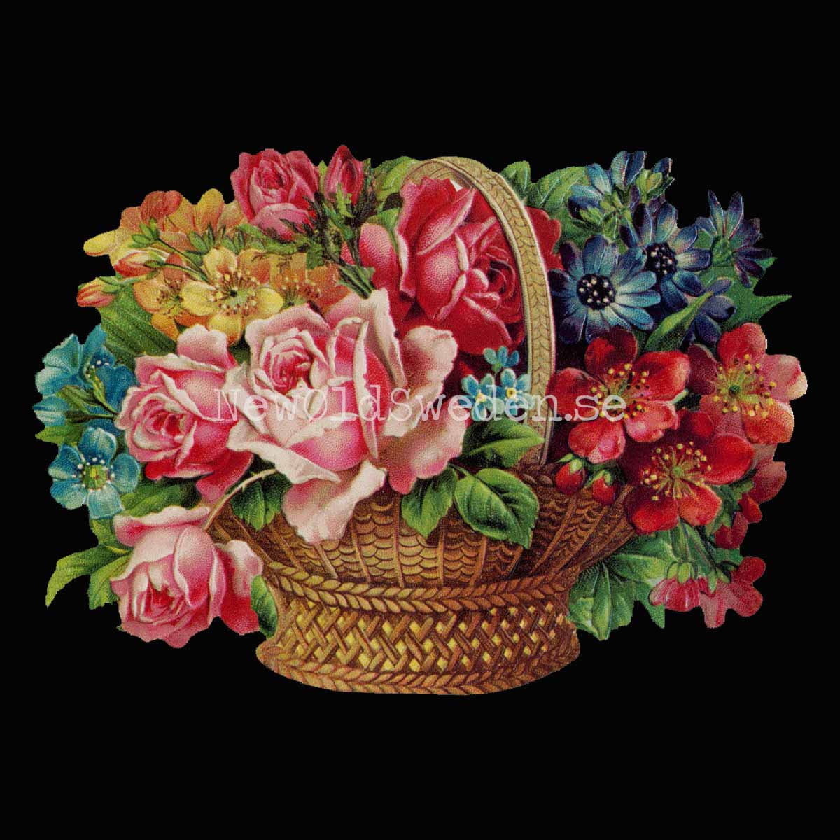 Basket with wild Roses 16x11 cm - Bokmärke © Ernst Freihoff 5142