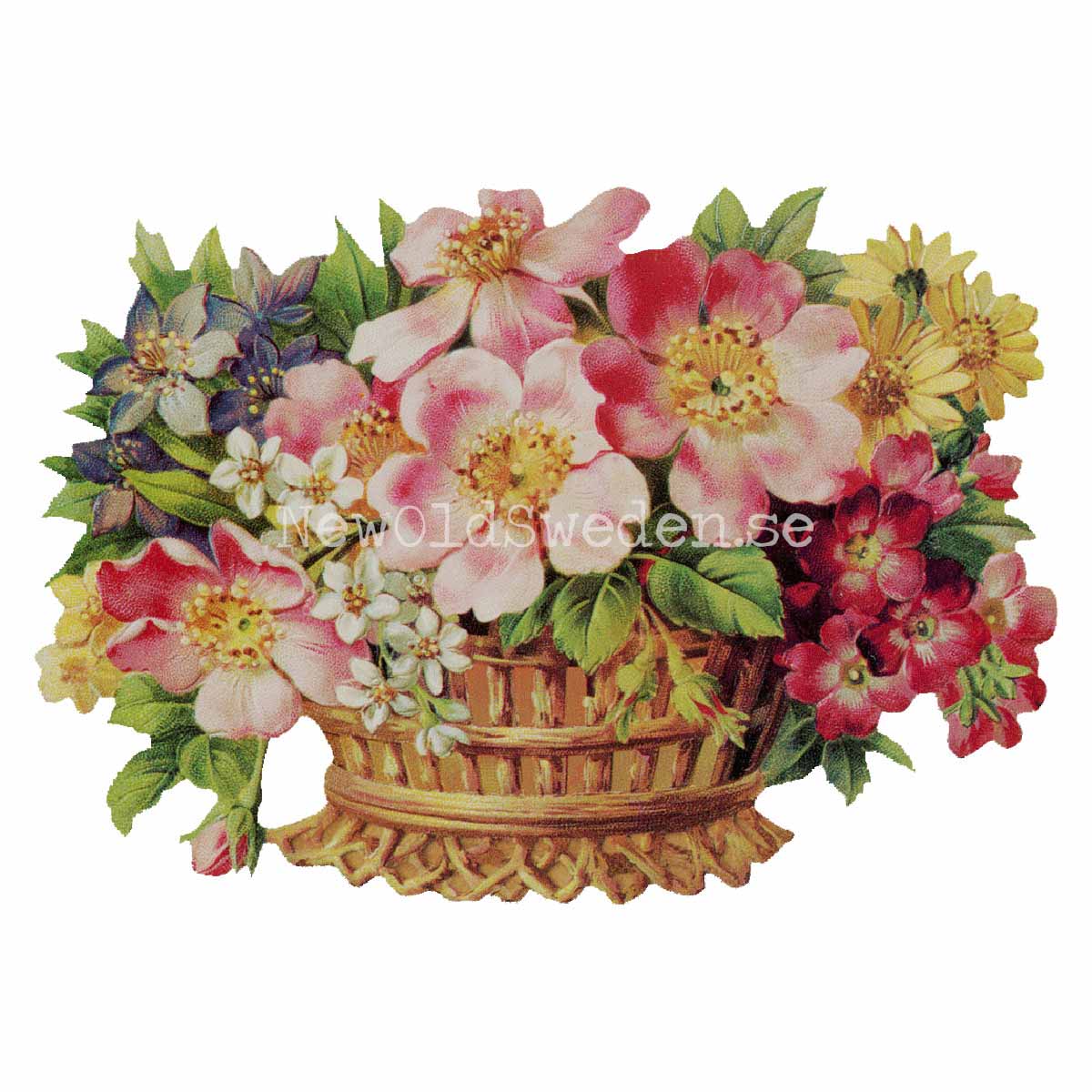 Basket with Rosese 16.5x11.5 cm - Bokmärke © Ernst Freihoff 5143 - 3