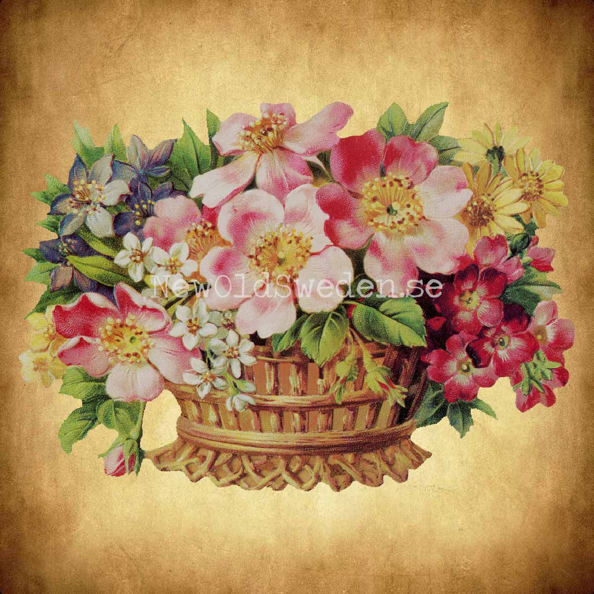 Basket with Rosese 16.5x11.5 cm - Bokmärke © Ernst Freihoff 5143 - 2
