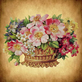 Basket with Rosese 16.5x11.5 cm - Bokmärke © Ernst Freihoff 5143