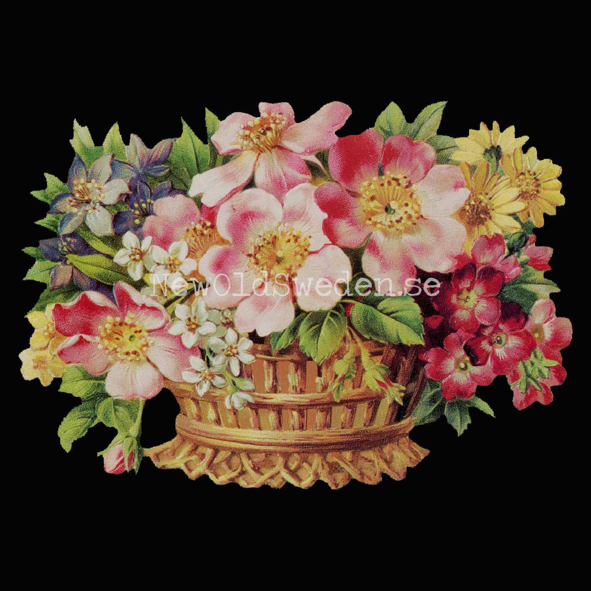 Basket with Rosese 16.5x11.5 cm - Bokmärke © Ernst Freihoff 5143