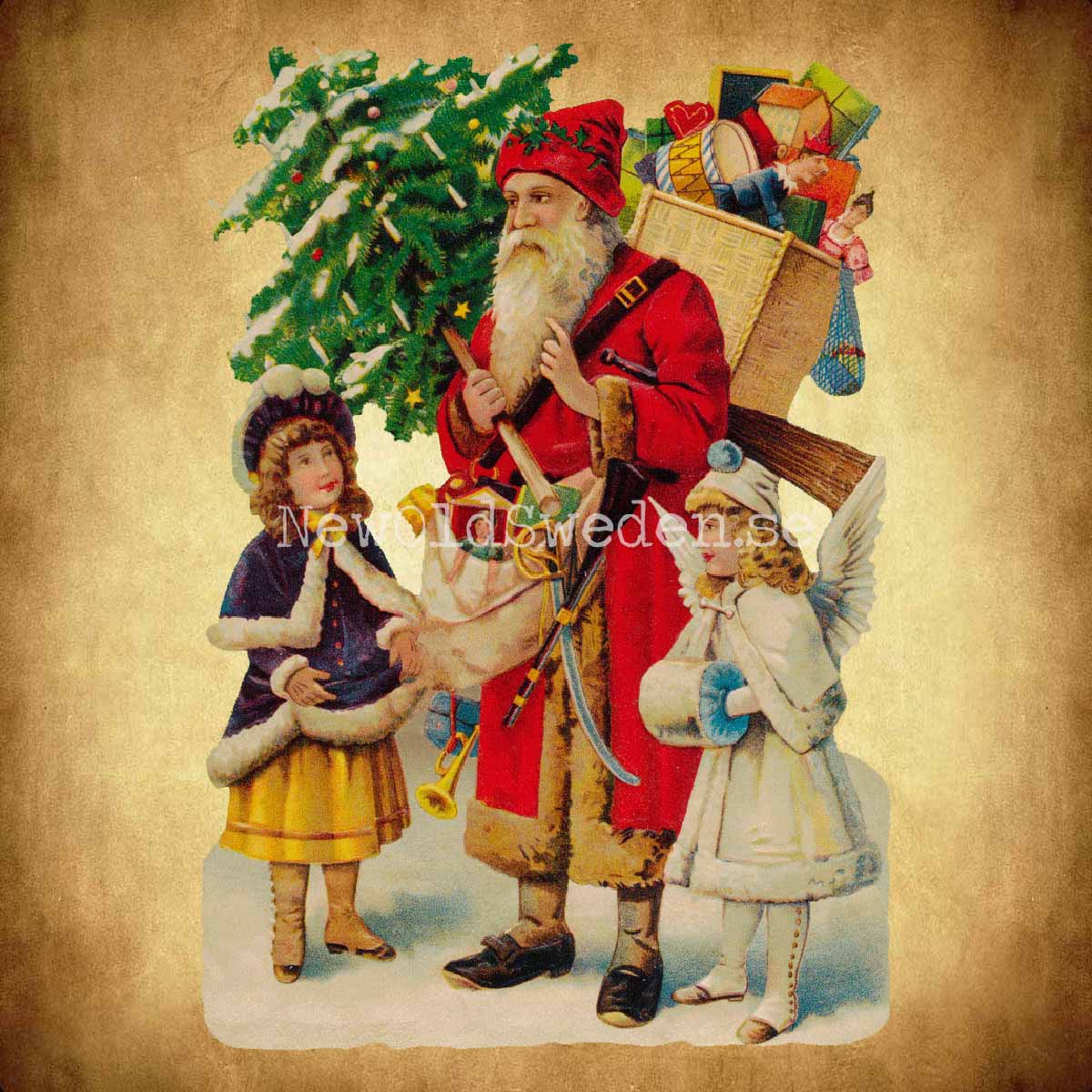 Santa Claus with Gifts 11x16.5 cm - Bokmärke © Ernst Freihoff 5155 - 2