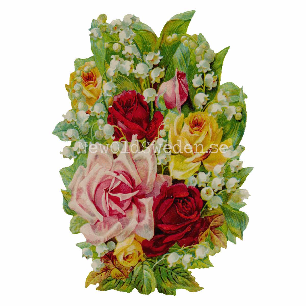 Roses with Lilies of the Valley 11x16 cm - Bokmärke © Ernst Freihoff 5166 - 3