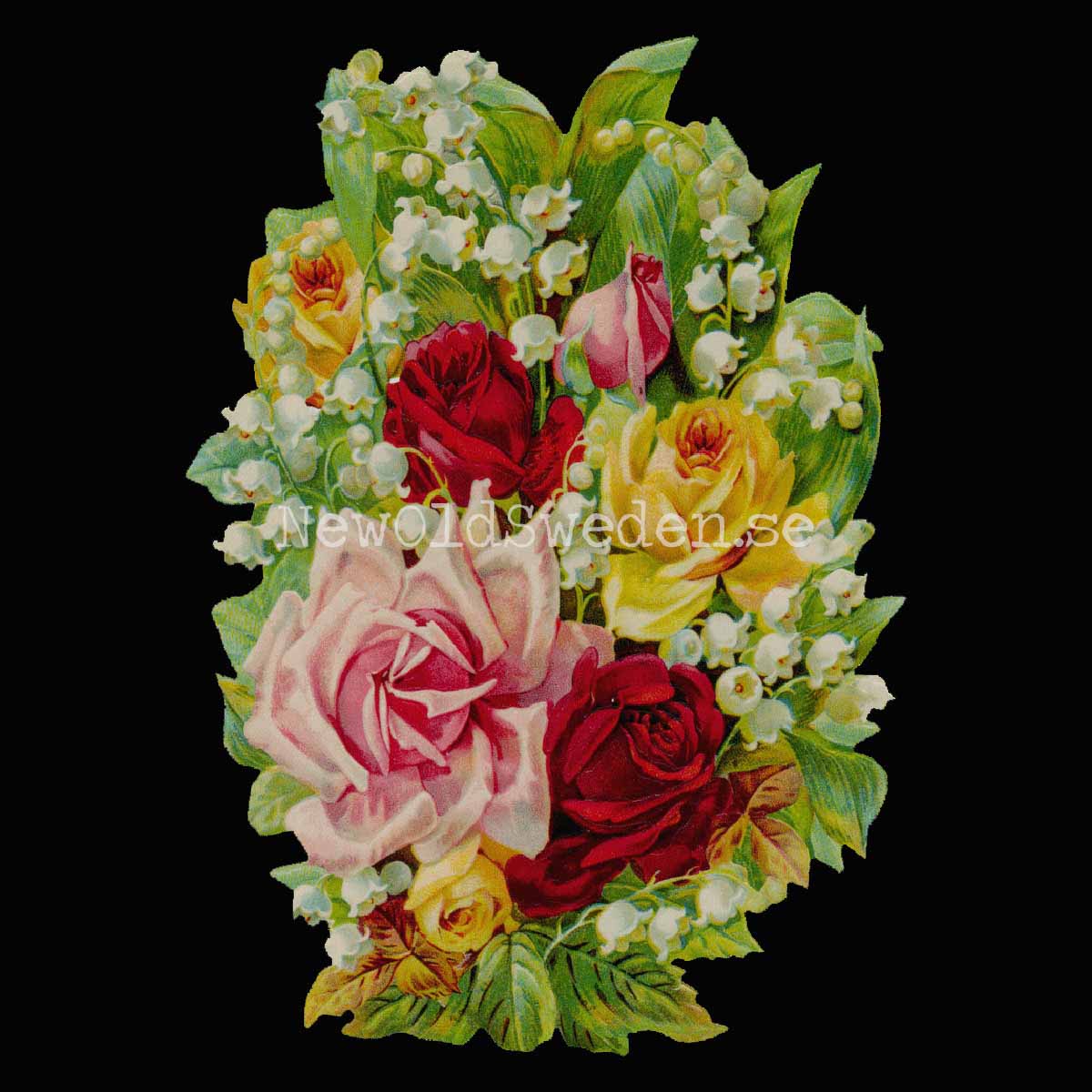 Roses with Lilies of the Valley 11x16 cm - Bokmärke © Ernst Freihoff 5166