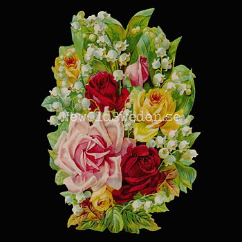 Roses with Lilies of the Valley 11x16 cm - Bokmärke © Ernst Freihoff 5166