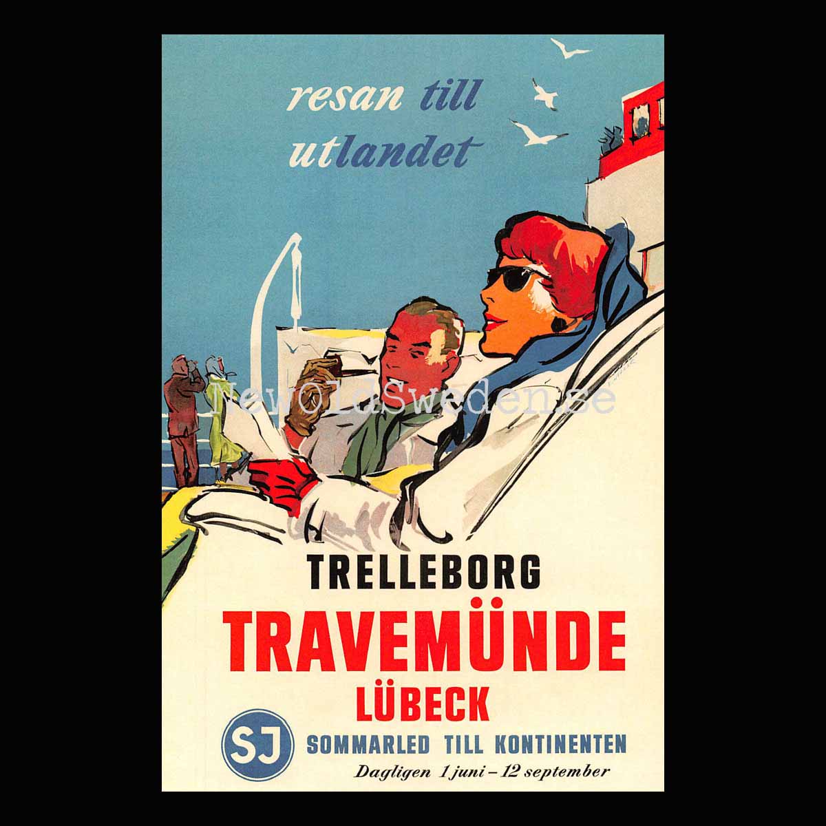 TRELLEBORG TRAVEMÜNDE LÜBECK SJ - 1954 - Vykort 12 x 18 cm
