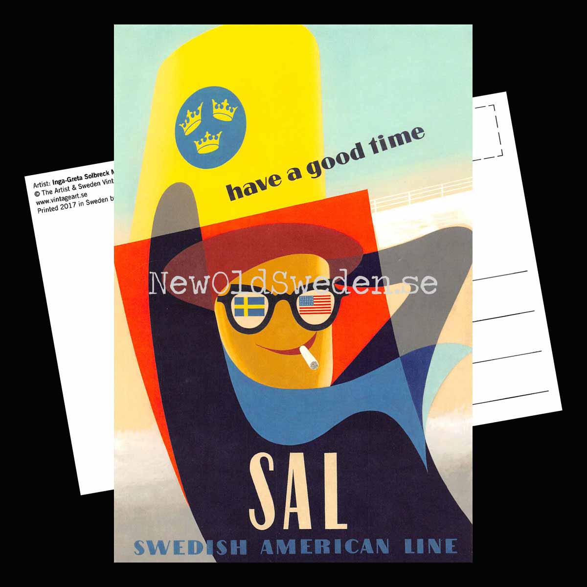 Swedisch American Line SAL - 1952 - Vykort 12 x 18 cm - 2