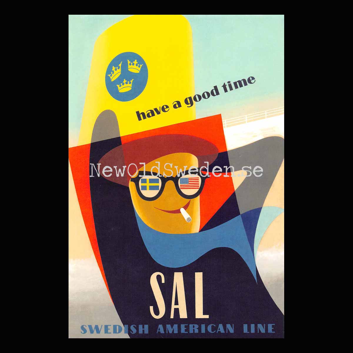 Swedisch American Line SAL - 1952 - Vykort 12 x 18 cm