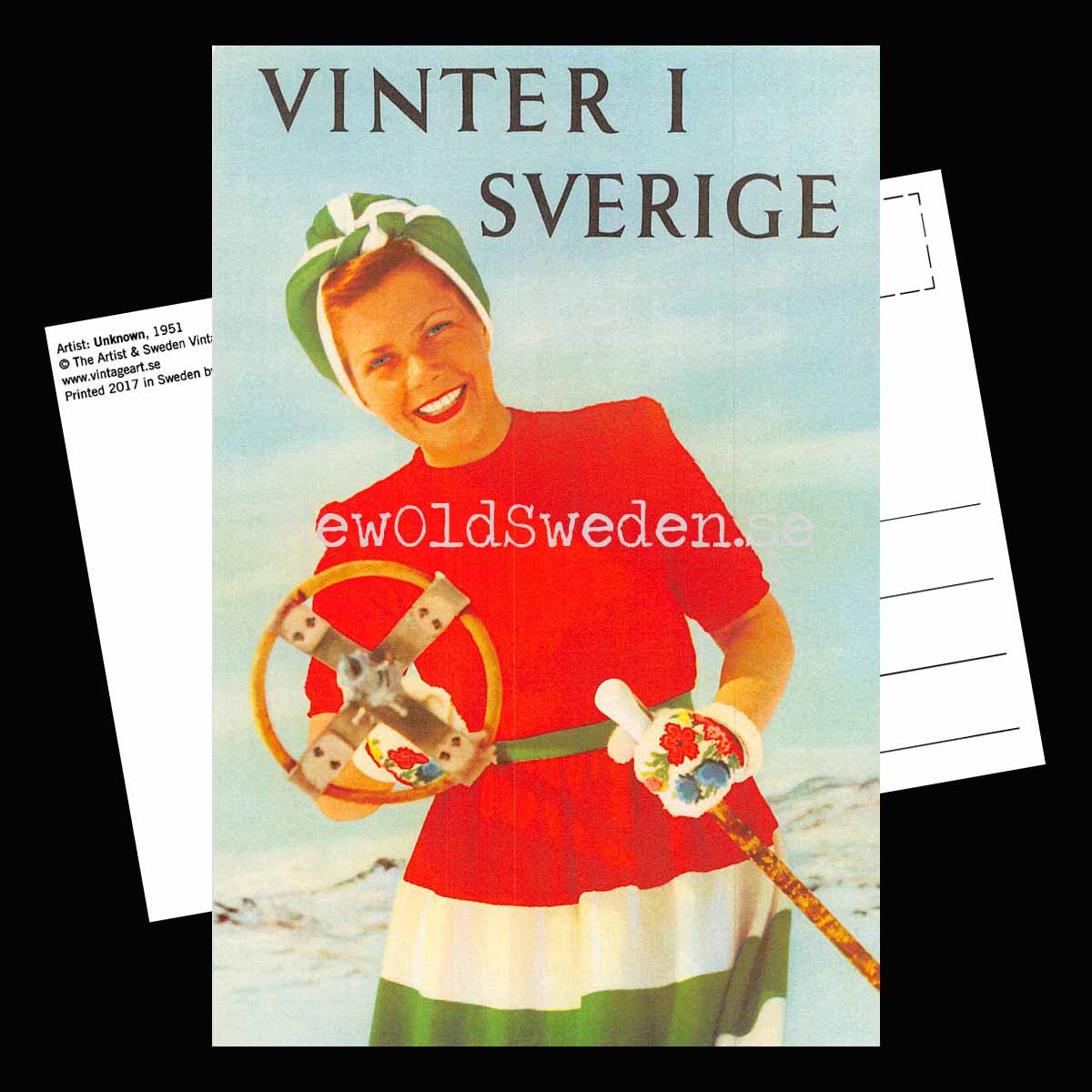 Vinter i Sverige - 1951 - Vykort 12 x 18 cm - 2
