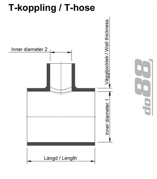 Do88 - T-koppling  / 2" -3"   32mm/ Svart - 2