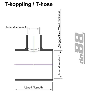 Do88 - T-koppling  / 2" -3"   32mm/ Svart