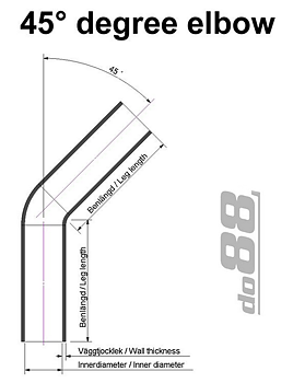 Do88 - Silikonslang 45 grader / 6,5-114mm  / Blå