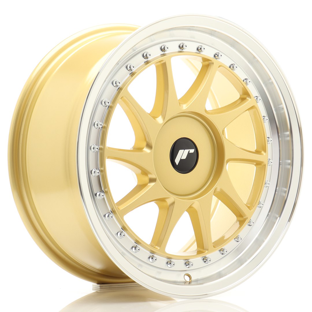 JR Wheels JR26 17x8 ET20-35 BLANK Gold w/ Machined Lip