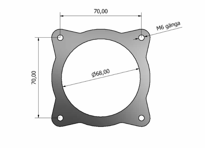 Aluminium Svetsfläns Volvo elektroniskt gasspjäll 68mm - 2