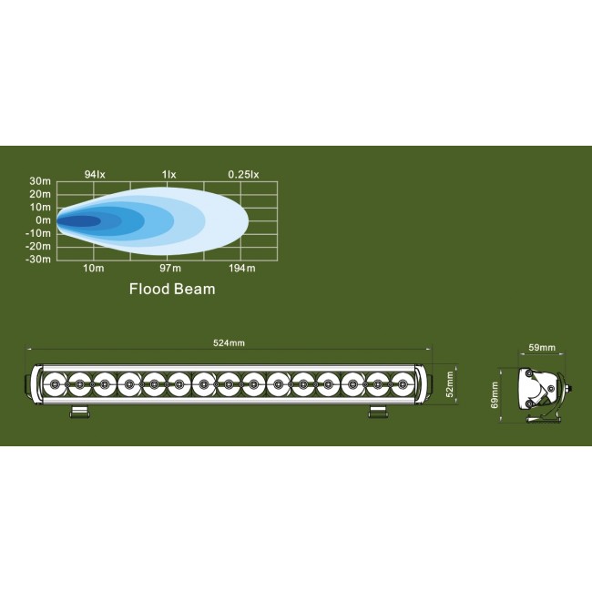 LEDSON SLIM - LED Arbetsljusramp - 75W, 10-30V - 5