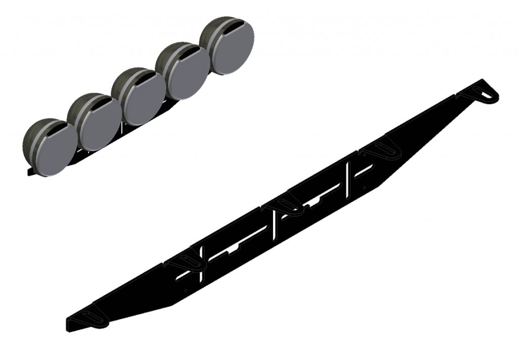 Rakt extraljusfäste för 2, 3, 4 eller 5 extraljus (240 mm) - 4
