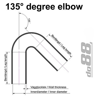 Do88 - Silikonslang 135 grader / 6,5-114mm  / Blå
