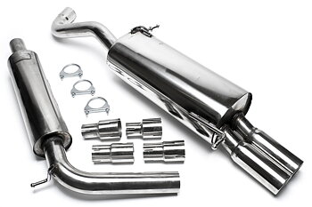 TA Technix avgassystem VW Polo 9N/Skoda Fabia I – 2×76 mm runda + inrullad kant
