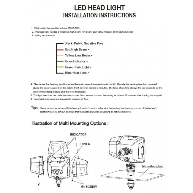 LEDSON Plogljus i LED med hel/halv, positionsljus & blinkers  80W  Uppvärmt Glas - 8