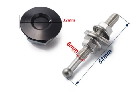 Huvlås Push Clip 32mm 2st - Svart  - 2