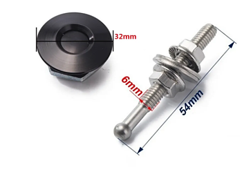 Huvlås Push Clip 32mm 2st - Svart 