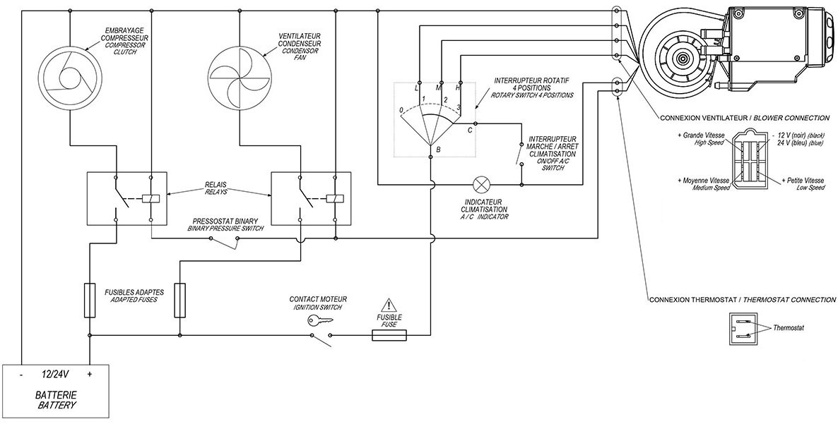 Värmepaket 7kW / Kylning 6.65kw Austral Performer HVAC 60mm x 4 12v - 2